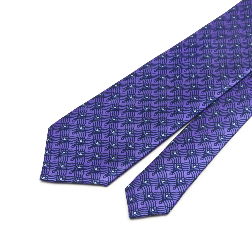 Purple and Blue Lux Deco Duchesse Silk Tie