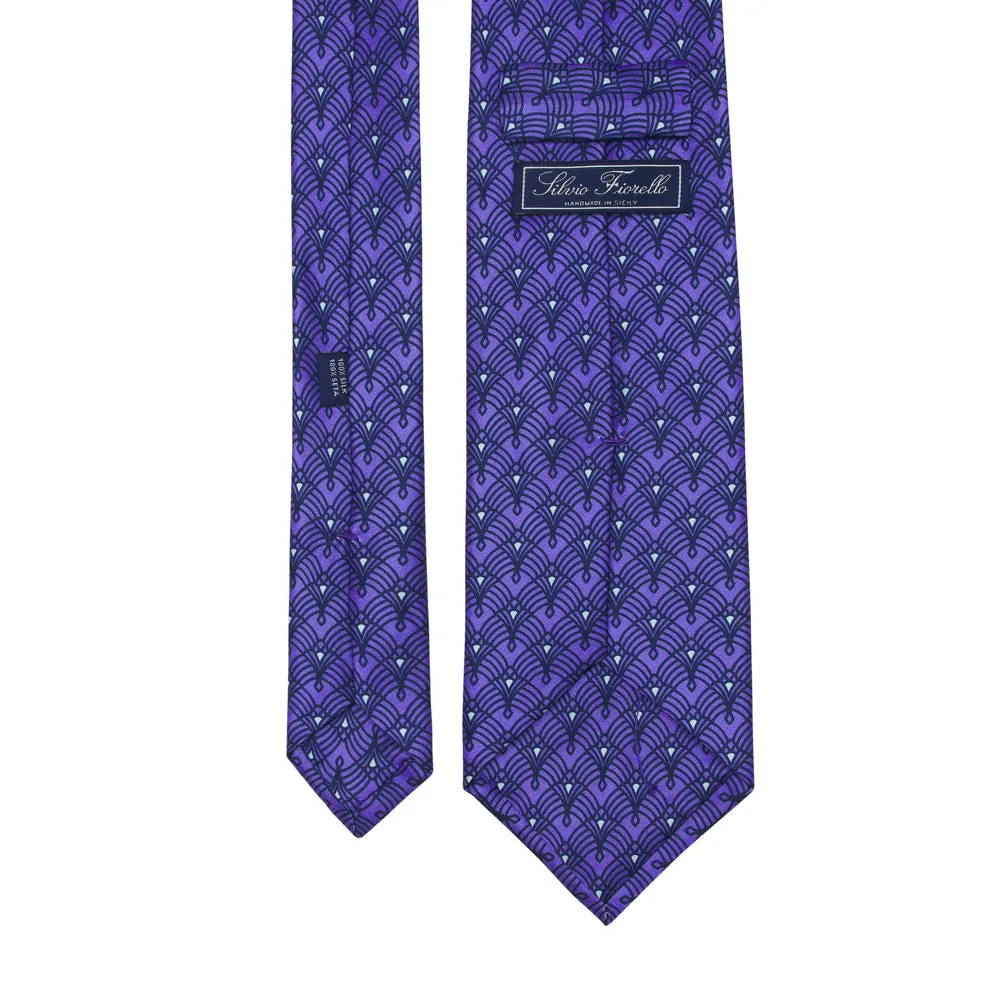 Purple and Blue Lux Deco Duchesse Silk Tie