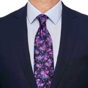 Purple Floral Garden Duchesse Silk Tie
