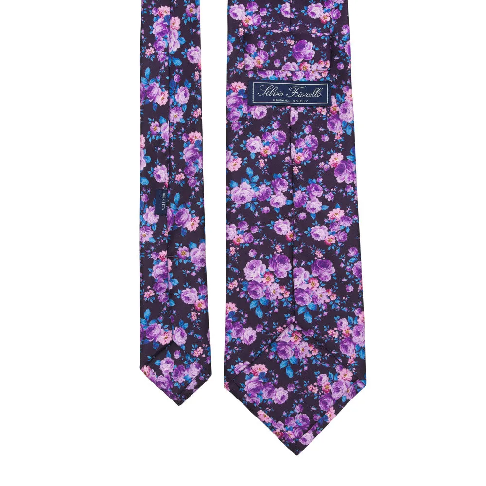 Purple Floral Garden Duchesse Silk Tie