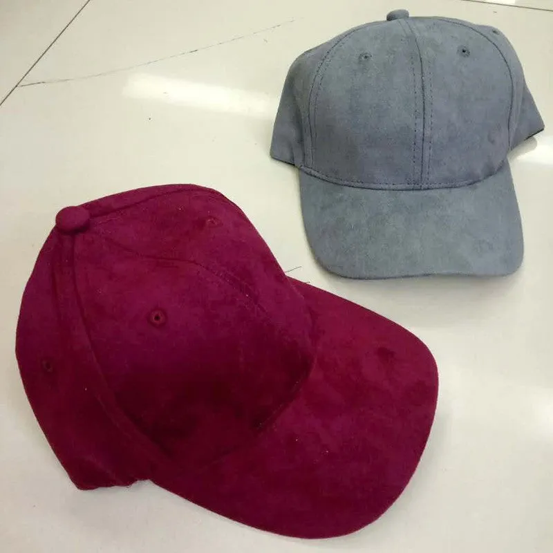 "MAXSITI U"Pure color faux suede baseball cap