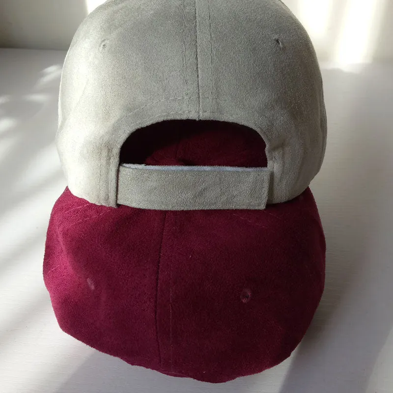 "MAXSITI U"Pure color faux suede baseball cap