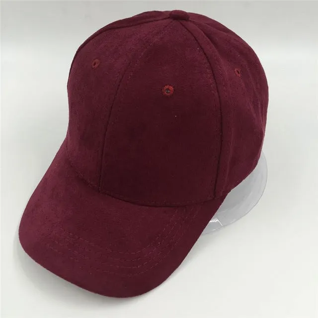 "MAXSITI U"Pure color faux suede baseball cap
