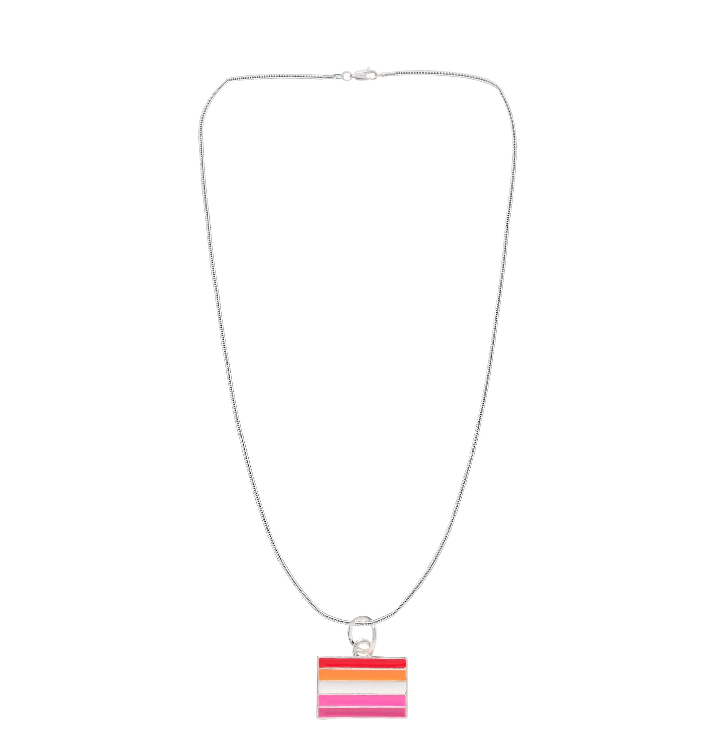 Rectangle Sunset Lesbian Flag Charm Necklaces