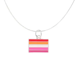Rectangle Sunset Lesbian Flag Charm Necklaces