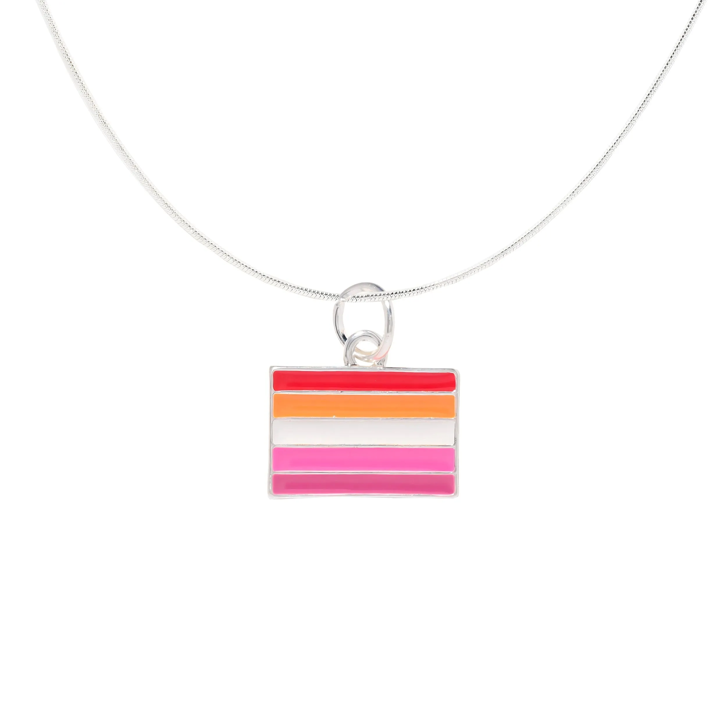 Rectangle Sunset Lesbian Flag Charm Necklaces