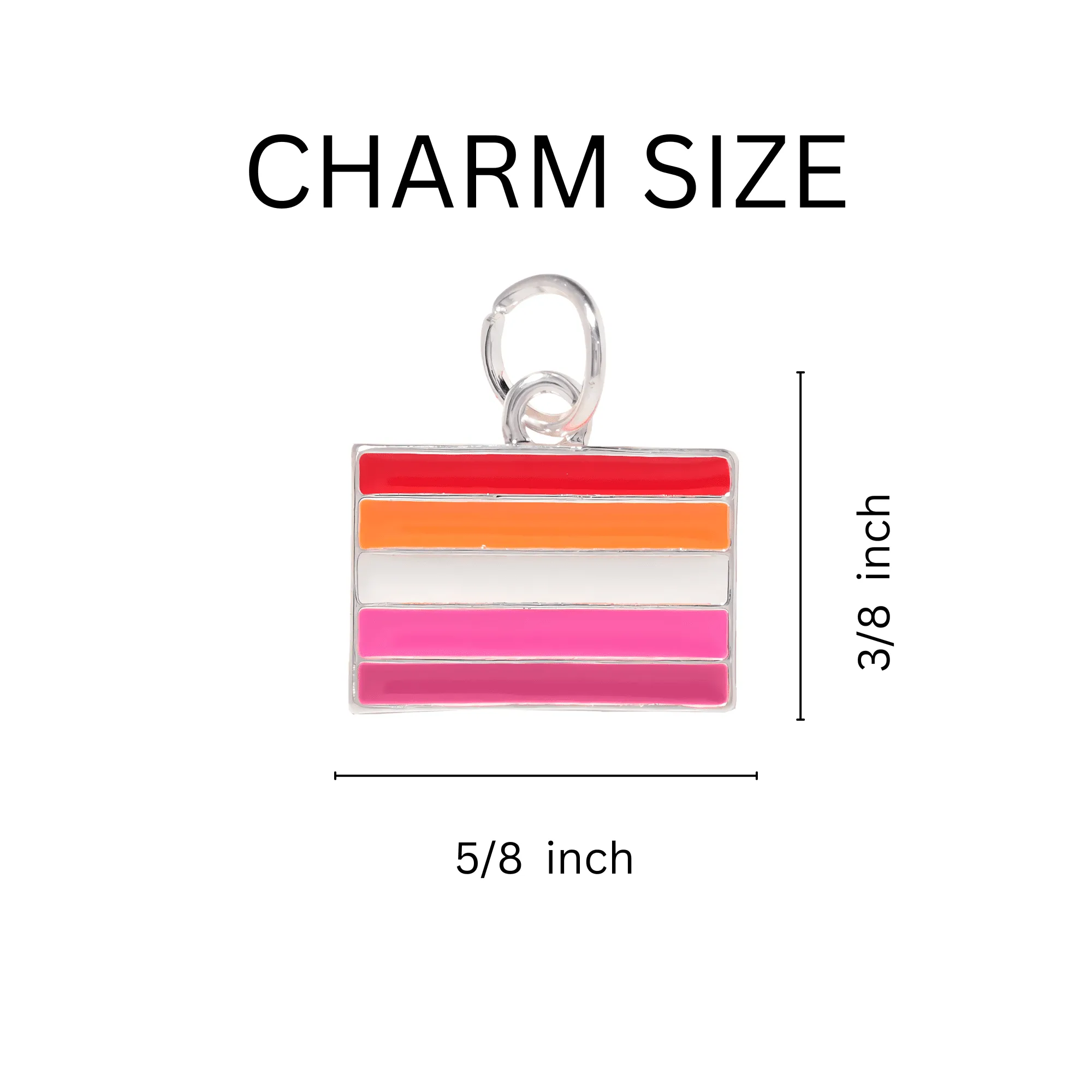 Rectangle Sunset Lesbian Flag Charm Necklaces