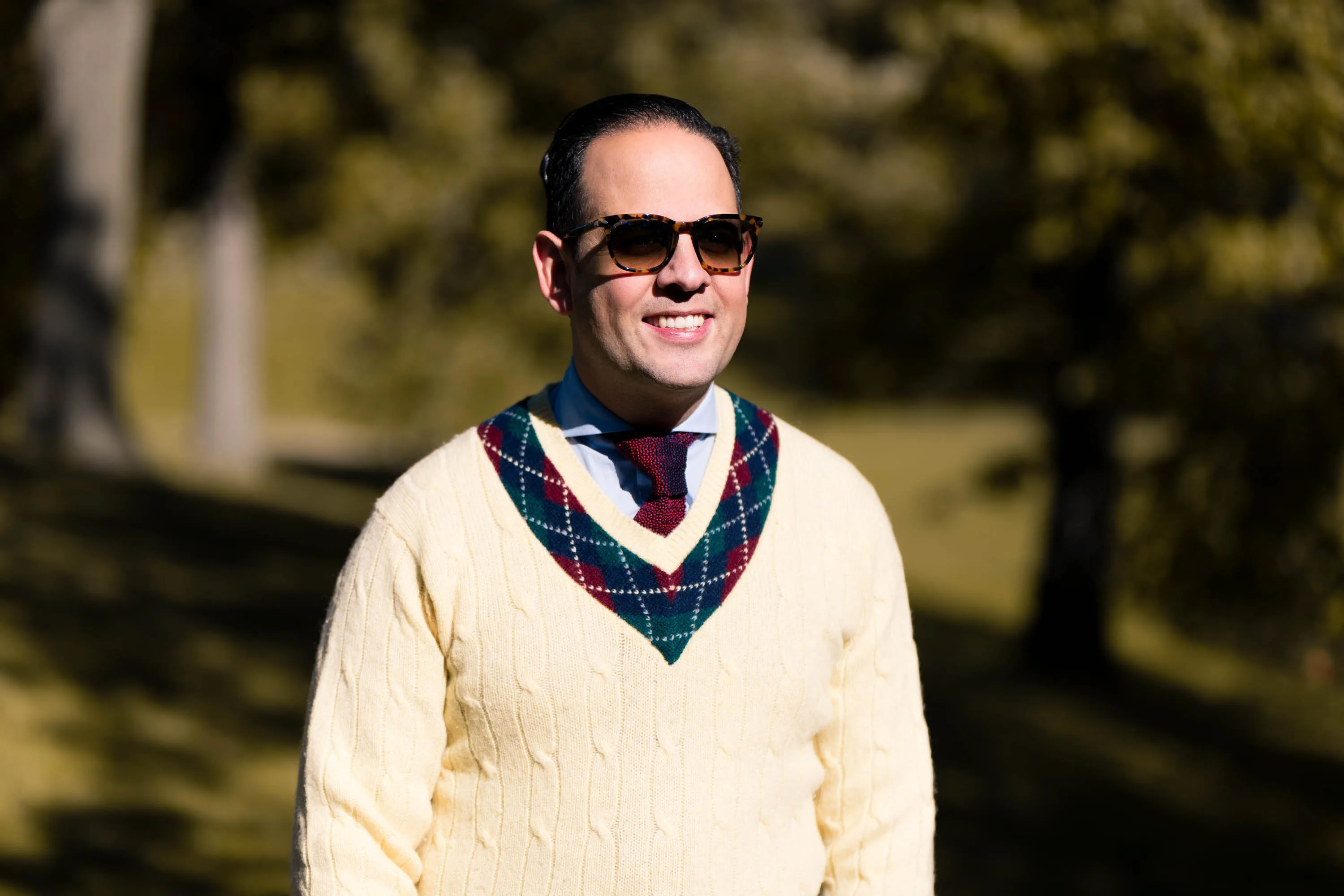 Red & Navy Two-Tone Silk Knit Tie