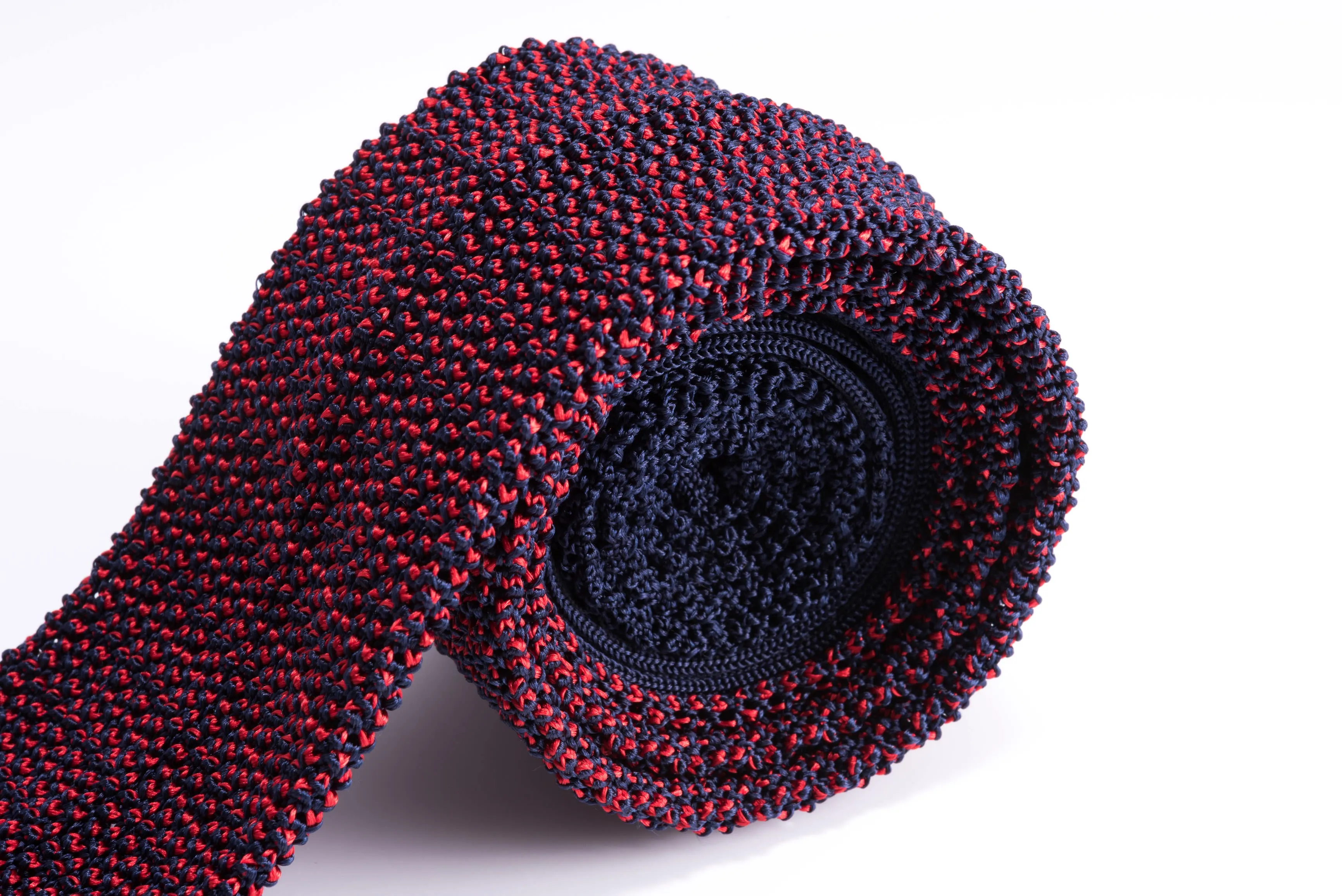 Red & Navy Two-Tone Silk Knit Tie