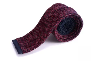 Red & Navy Two-Tone Silk Knit Tie