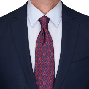 Red and Blue Royal Seal Duchesse Silk Tie