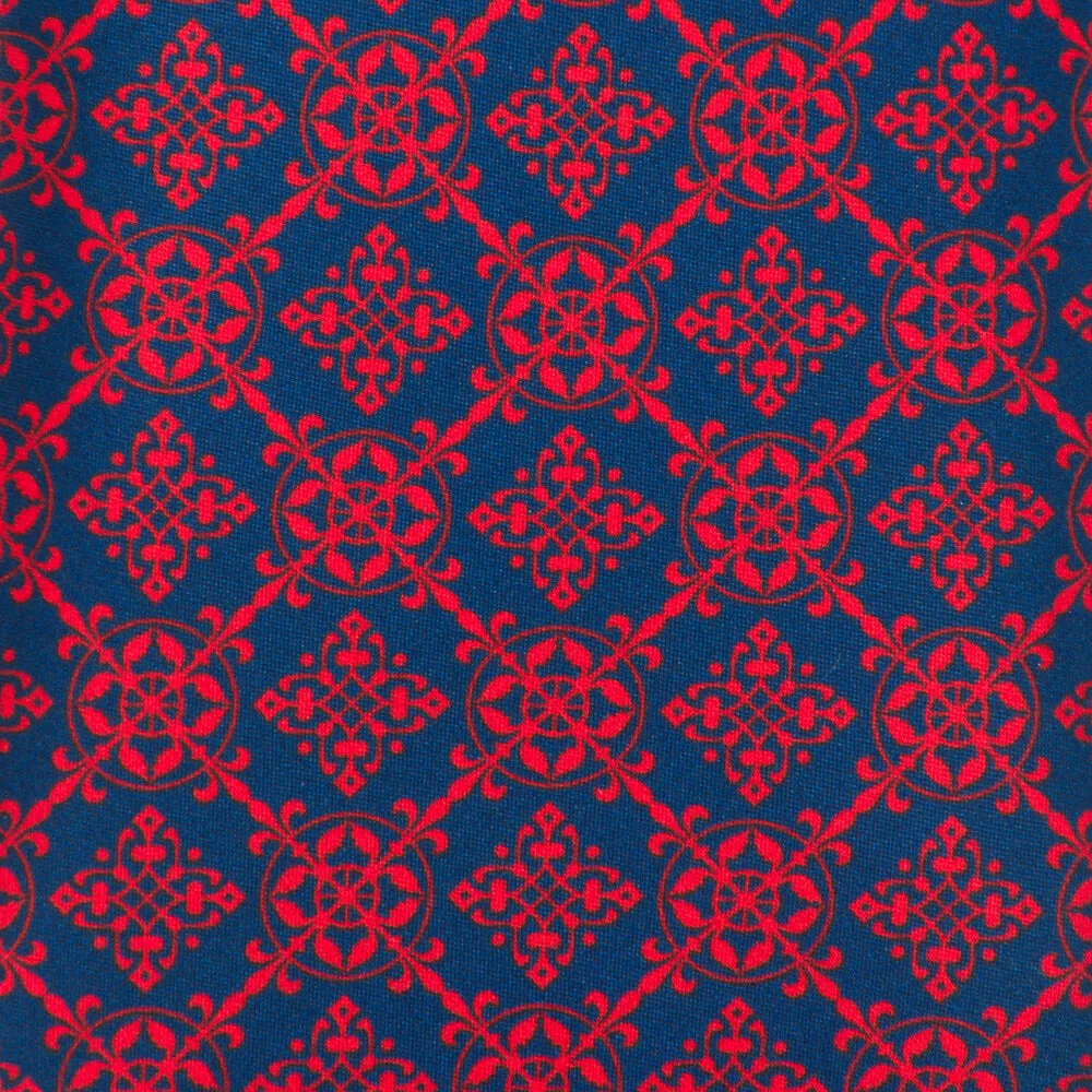 Red and Blue Royal Seal Duchesse Silk Tie
