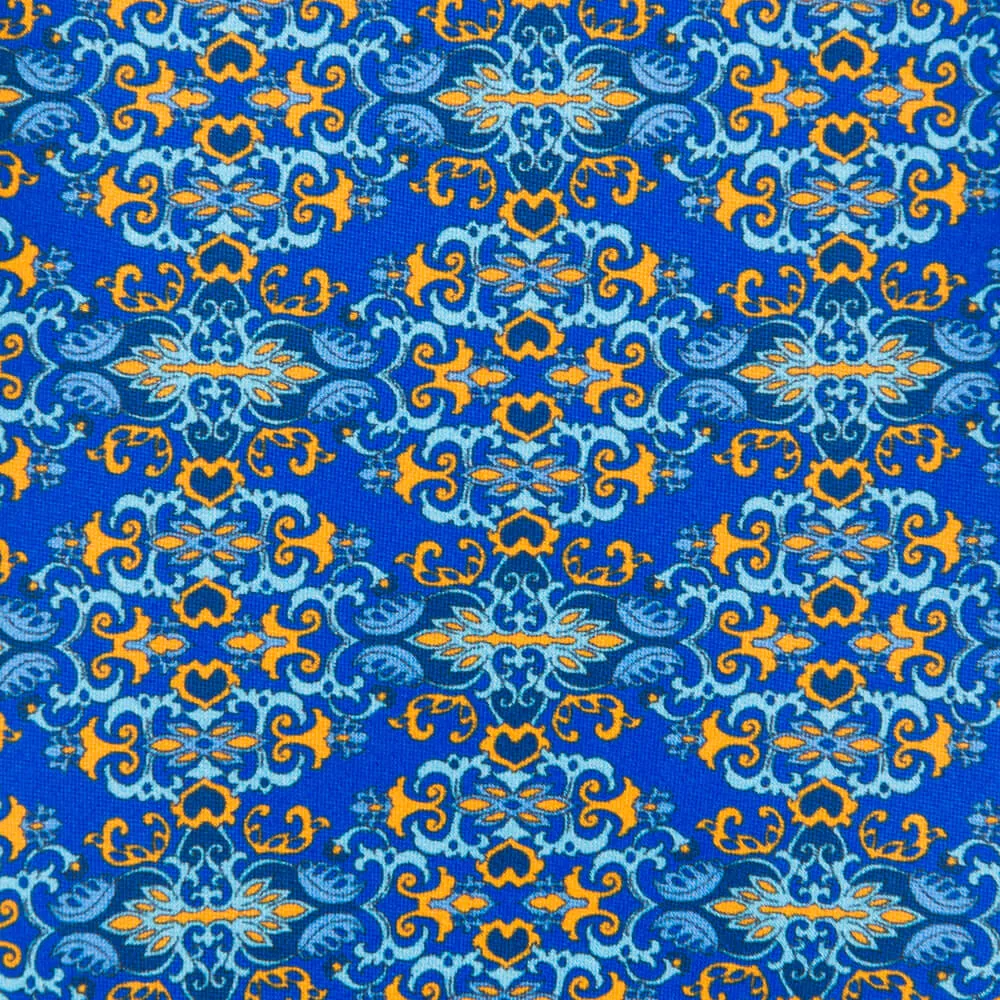Royal Blue and Yellow Charlemagne Duchesse Silk Tie