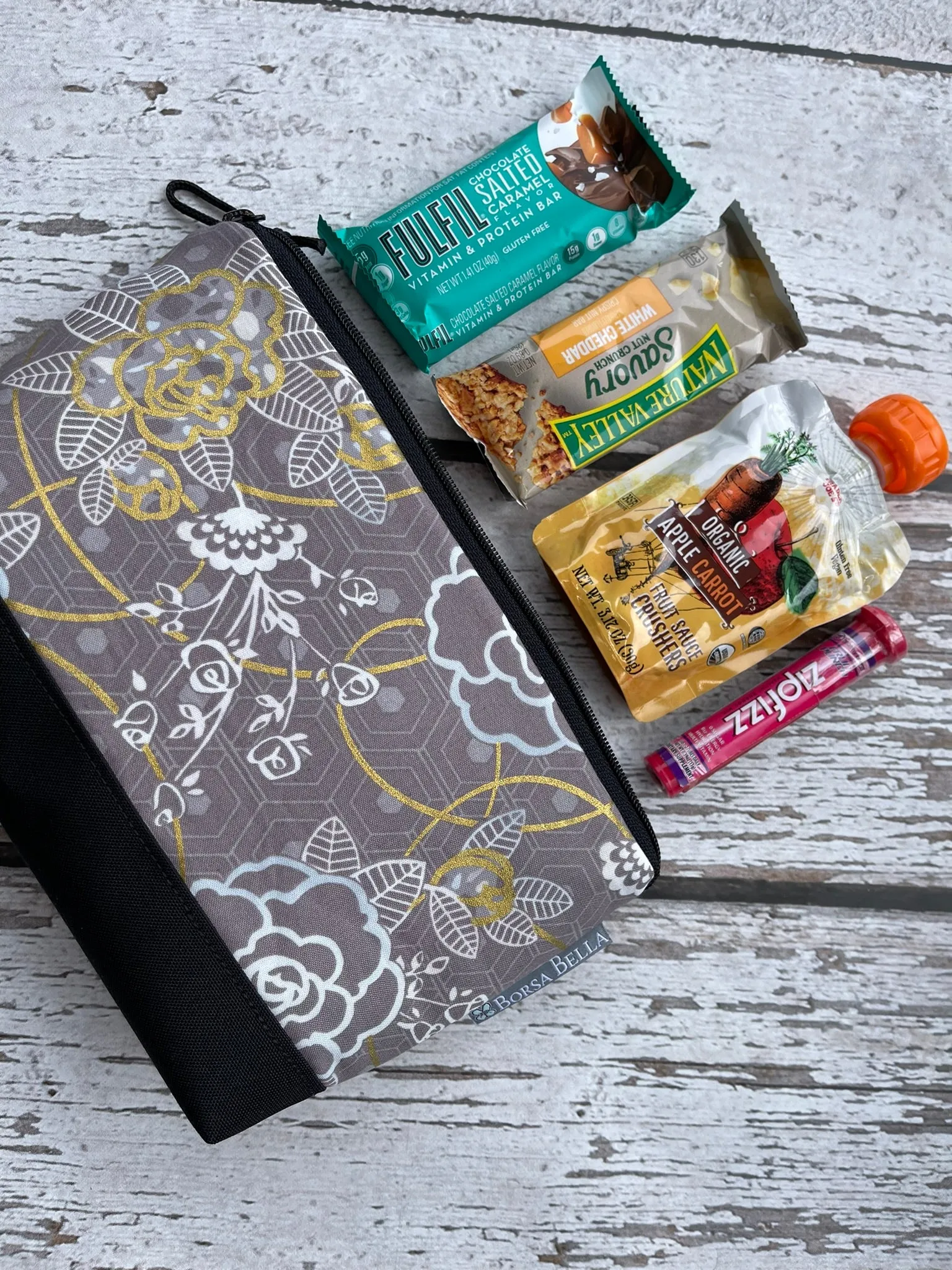 Side Kick Gusseted Zippered Pouch Metallic Dawn Fabric