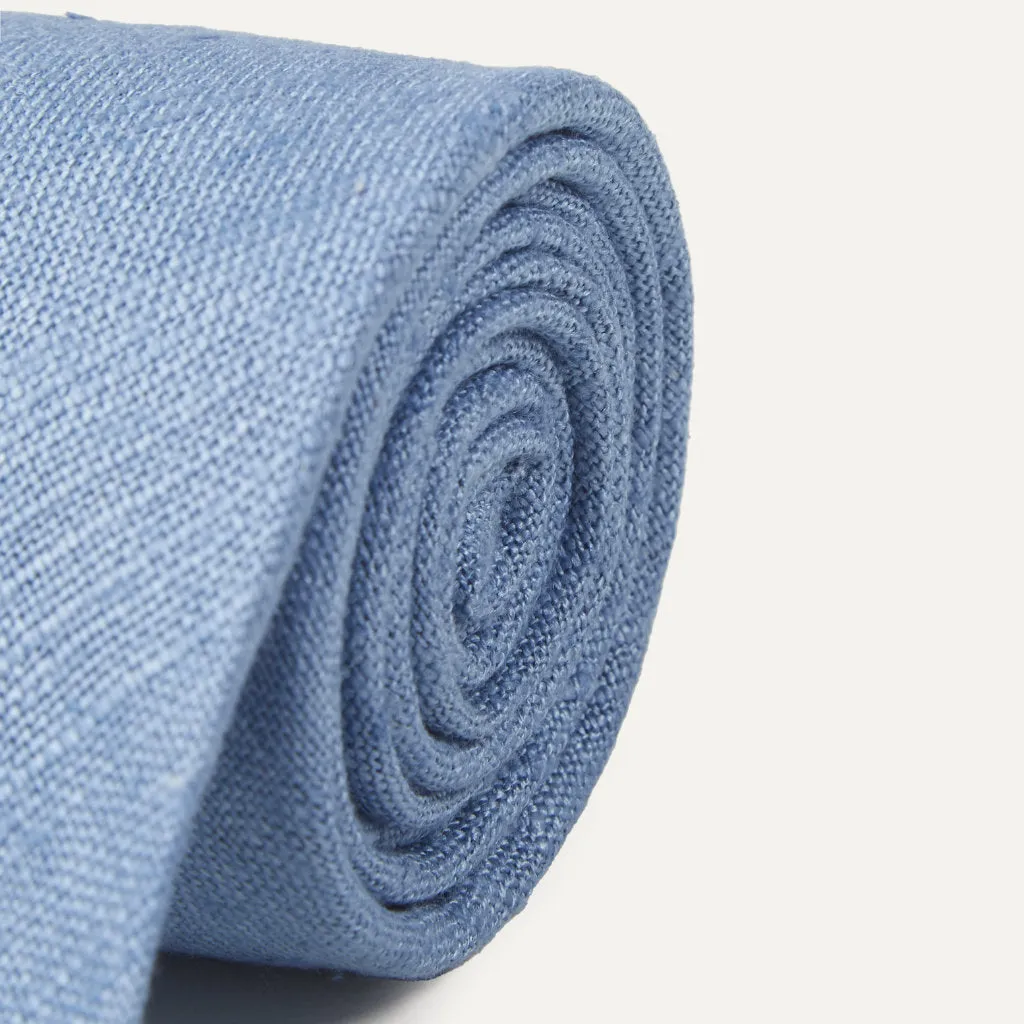 Silk Tussah Handrolled Tie; Sky Blue
