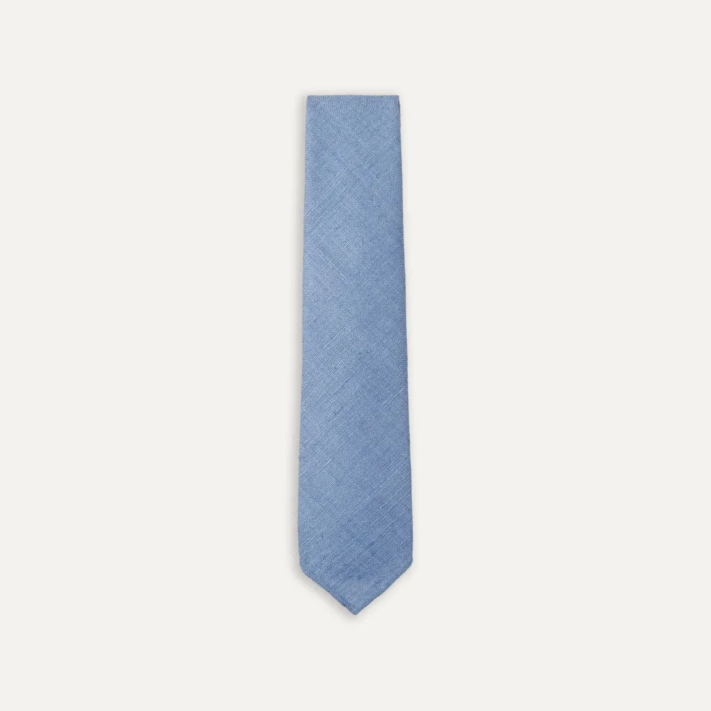 Silk Tussah Handrolled Tie; Sky Blue