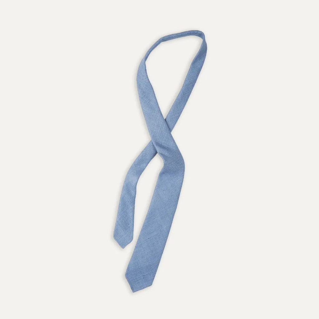 Silk Tussah Handrolled Tie; Sky Blue