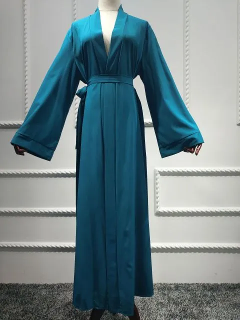 Smooth Silky Elegant pure color Robes Dress for  Muslim Women