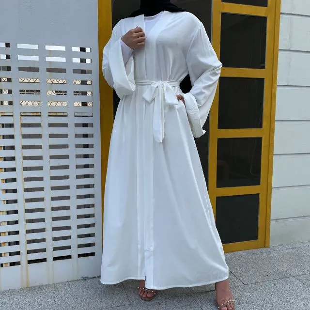 Smooth Silky Elegant pure color Robes Dress for  Muslim Women