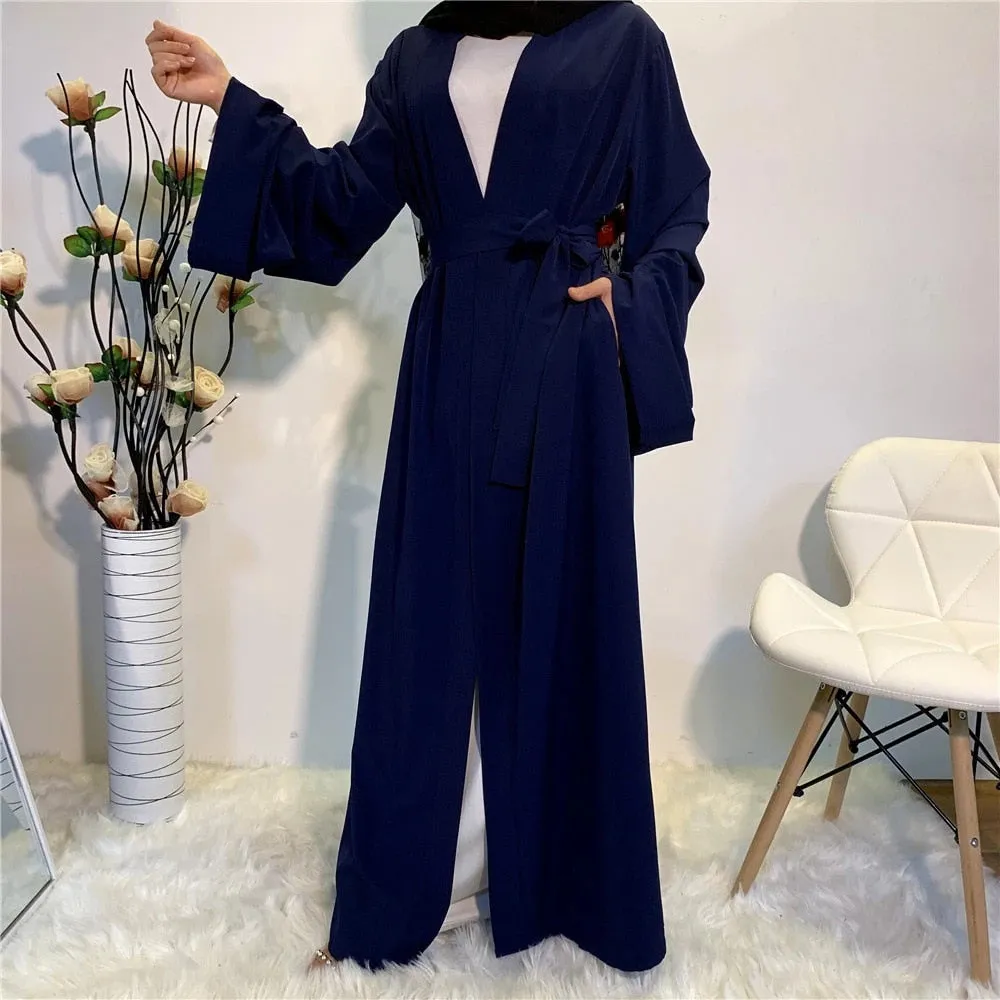 Smooth Silky Elegant pure color Robes Dress for  Muslim Women
