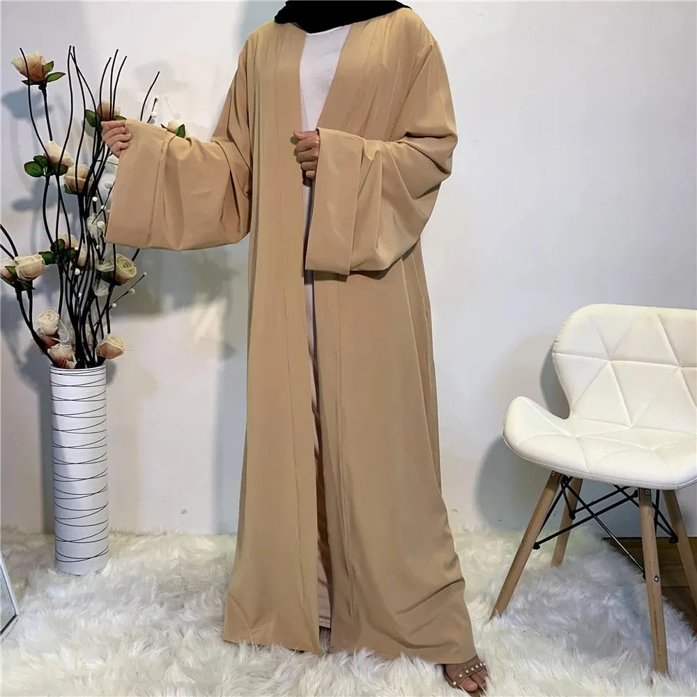 Smooth Silky Elegant pure color Robes Dress for  Muslim Women