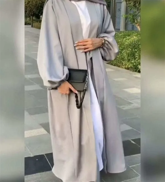 Smooth Silky Elegant pure color Robes Dress for  Muslim Women