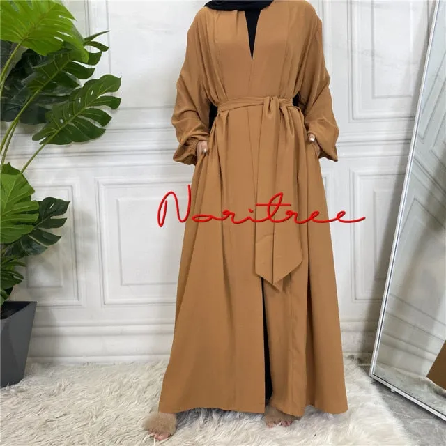 Smooth Silky Elegant pure color Robes Dress for  Muslim Women