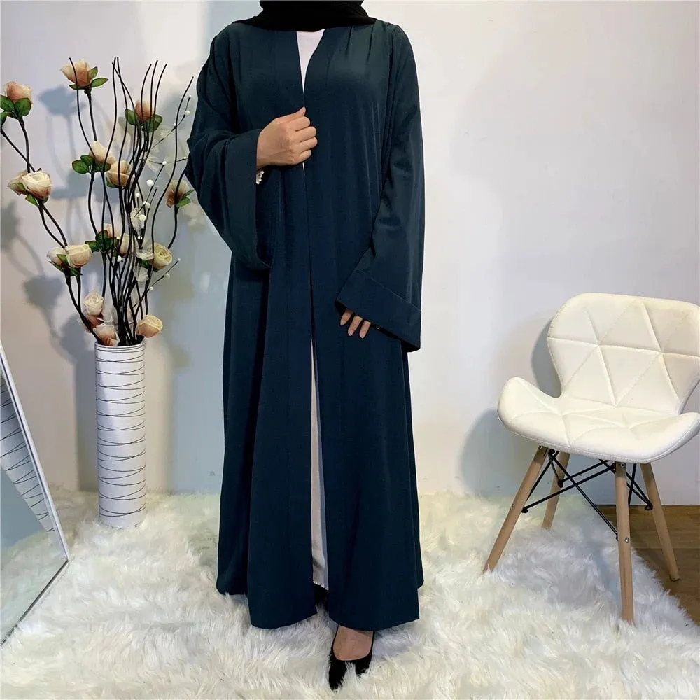 Smooth Silky Elegant pure color Robes Dress for  Muslim Women