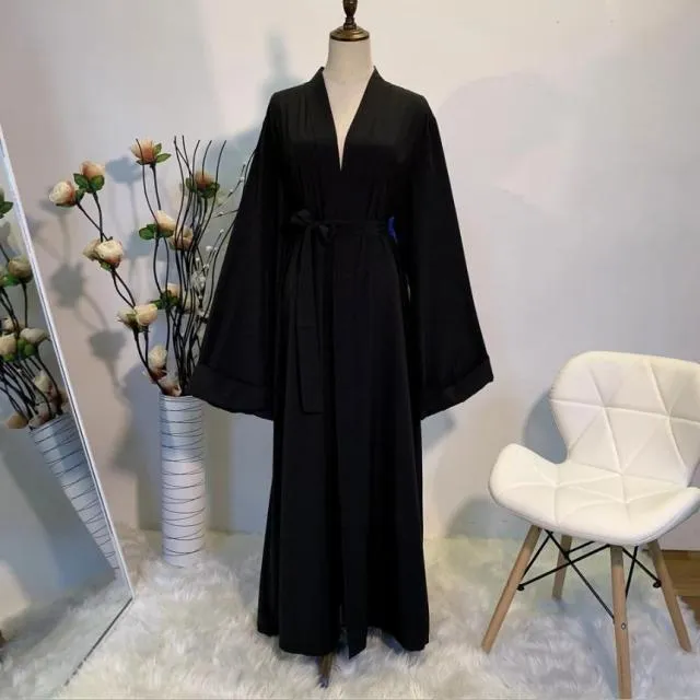 Smooth Silky Elegant pure color Robes Dress for  Muslim Women