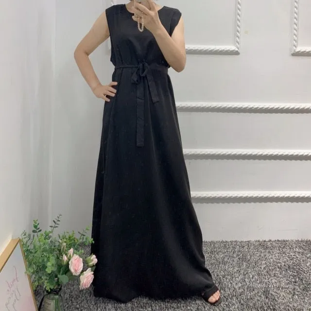 Smooth Silky Elegant pure color Robes Dress for  Muslim Women