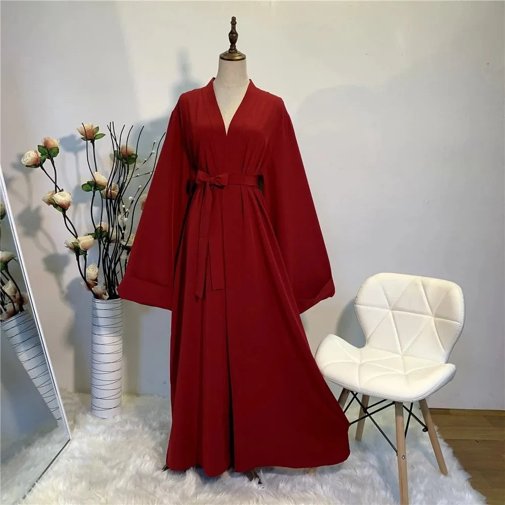Smooth Silky Elegant pure color Robes Dress for  Muslim Women