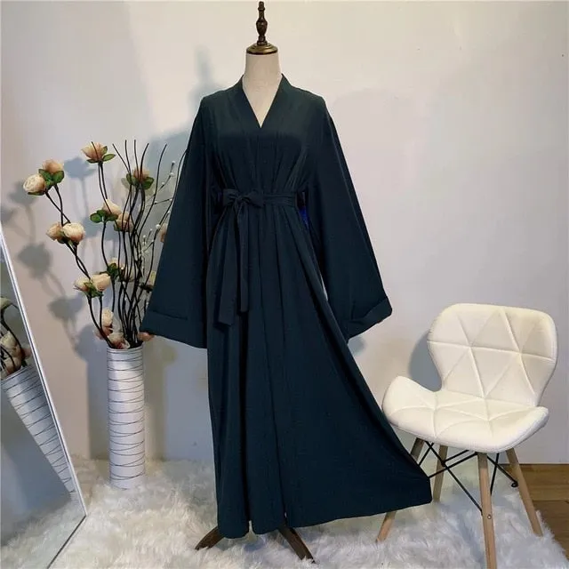 Smooth Silky Elegant pure color Robes Dress for  Muslim Women