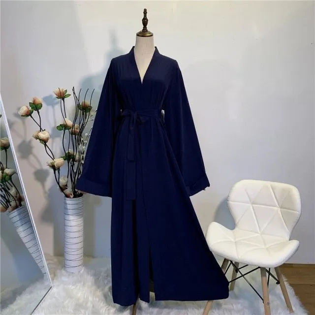 Smooth Silky Elegant pure color Robes Dress for  Muslim Women
