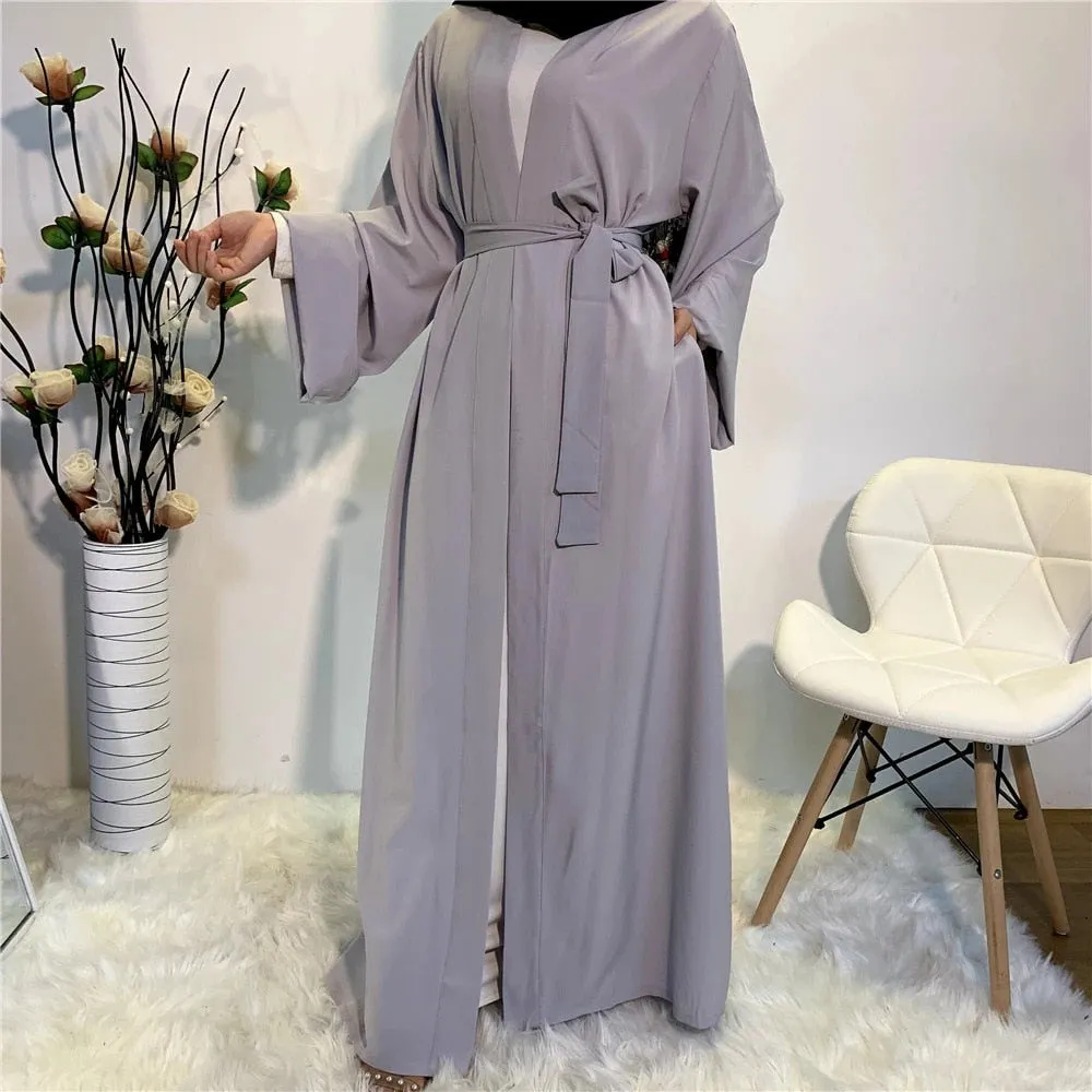Smooth Silky Elegant pure color Robes Dress for  Muslim Women