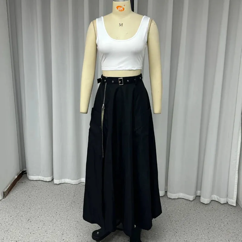 TEEK - Zipper Slit Skirt 2 Piece Set
