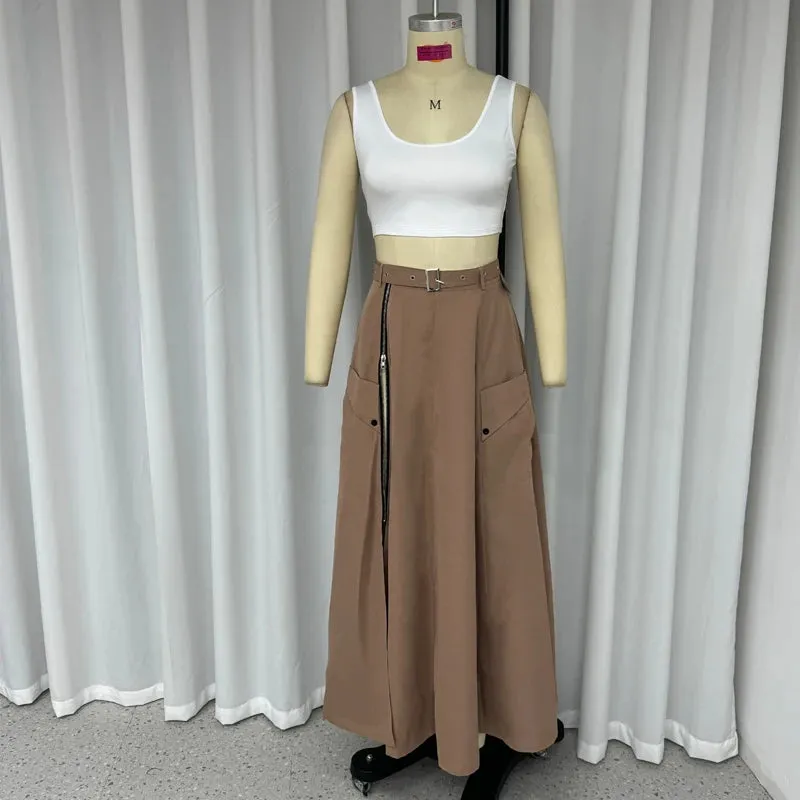 TEEK - Zipper Slit Skirt 2 Piece Set