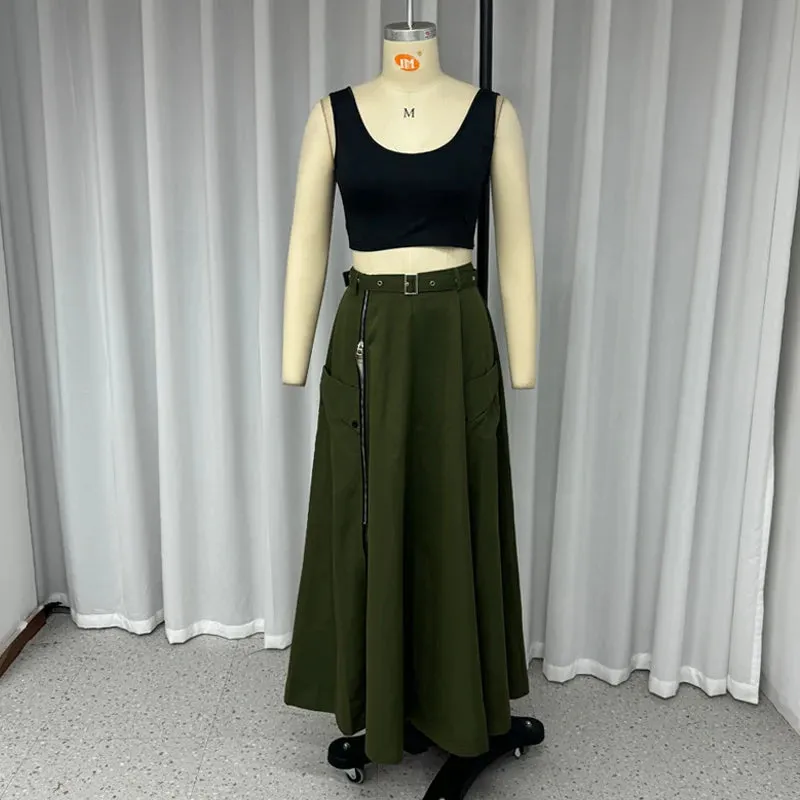 TEEK - Zipper Slit Skirt 2 Piece Set