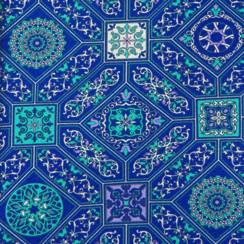 The Cathedral of Florence Blue and Green Duchesse Silk Tie