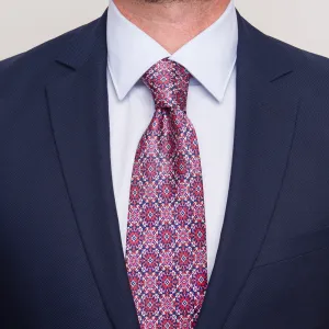 The Cathedral of Taormina Pink Red Blue Silk Duchesse Tie