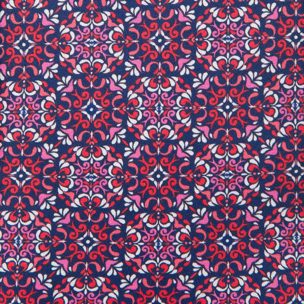 The Cathedral of Taormina Pink Red Blue Silk Duchesse Tie