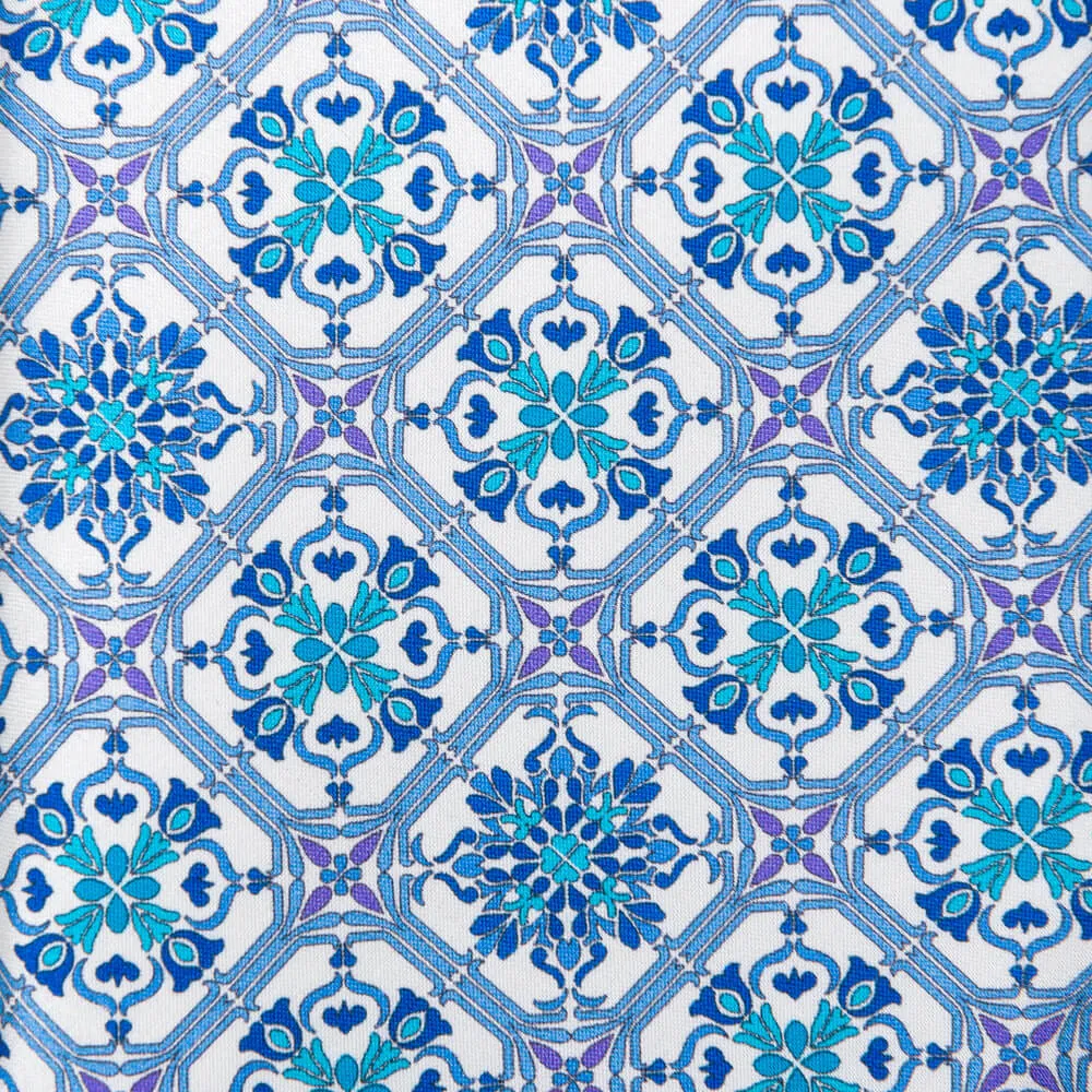 The Corso Umberto Light Blue and White Duchesse Silk Tie