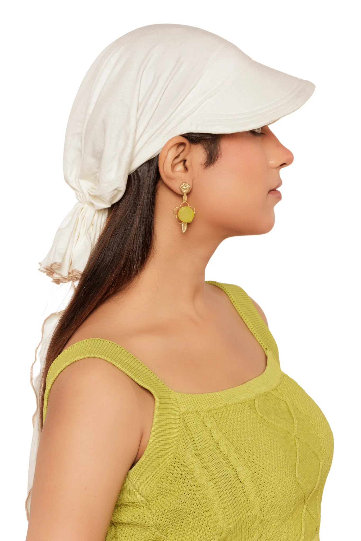 The Headscarves Bamboo Viscose Sun Visor with Pre tie Ruffle Look For Women Chemo Headwear Free Size