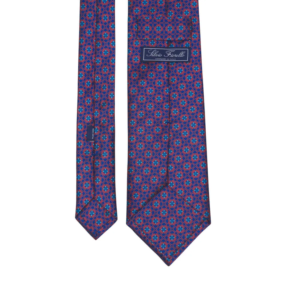 The Medici Blue and Red Duchesse Silk Tie