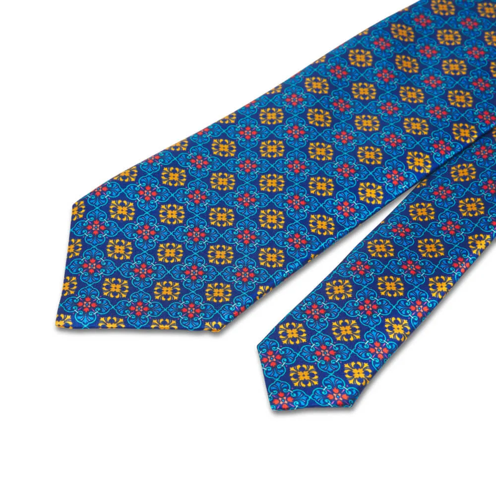 The Prince Blue and Yellow Duchesse Silk Tie