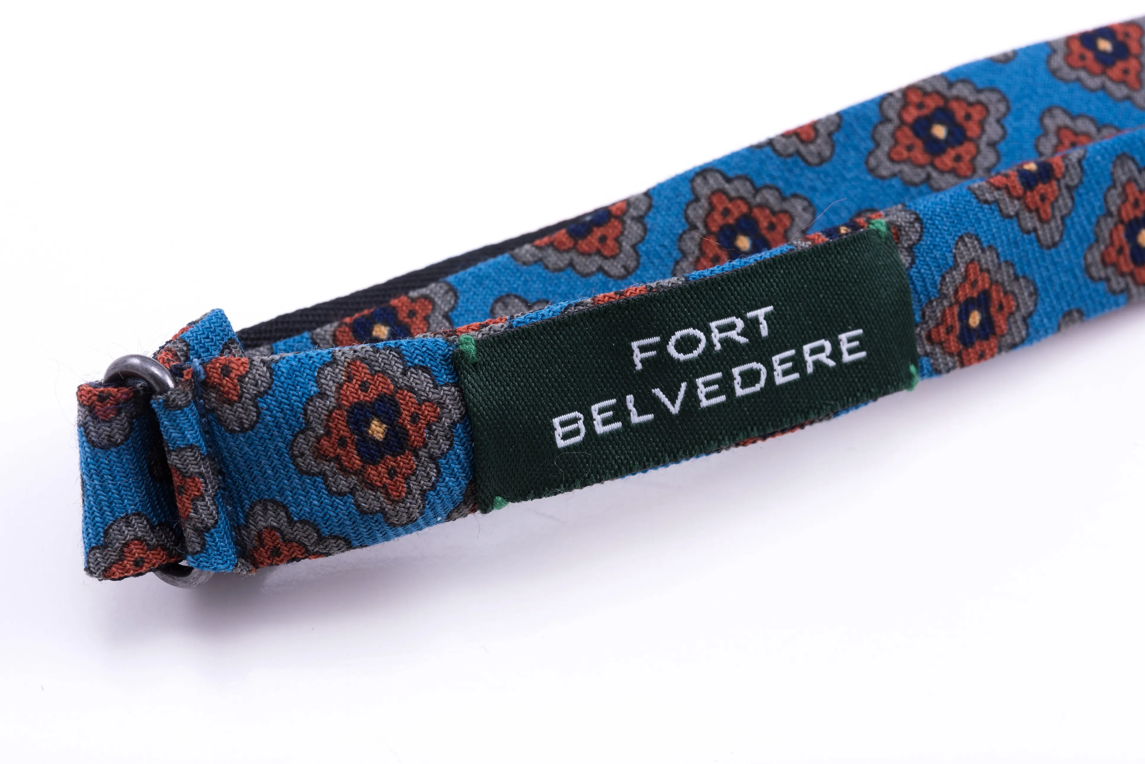 Turquoise & Orange Wool Challis Diamond Bow Tie