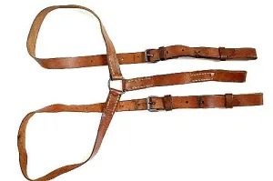 Vintage Yugoslavian Military Leather Y-Strap Suspenders